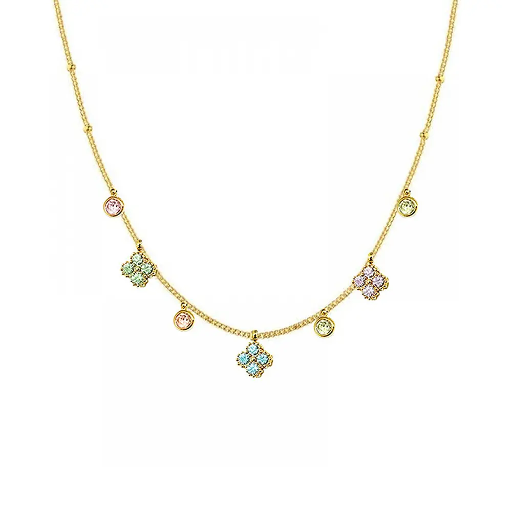 Zircon Four Leaf Clovers Necklace multicolor Gold gifts for women Cyprus