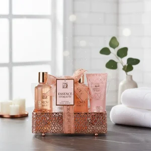 Essence of Beauty Bath Set with Wire Basket for Women - Christmas Gift - Ideal Set