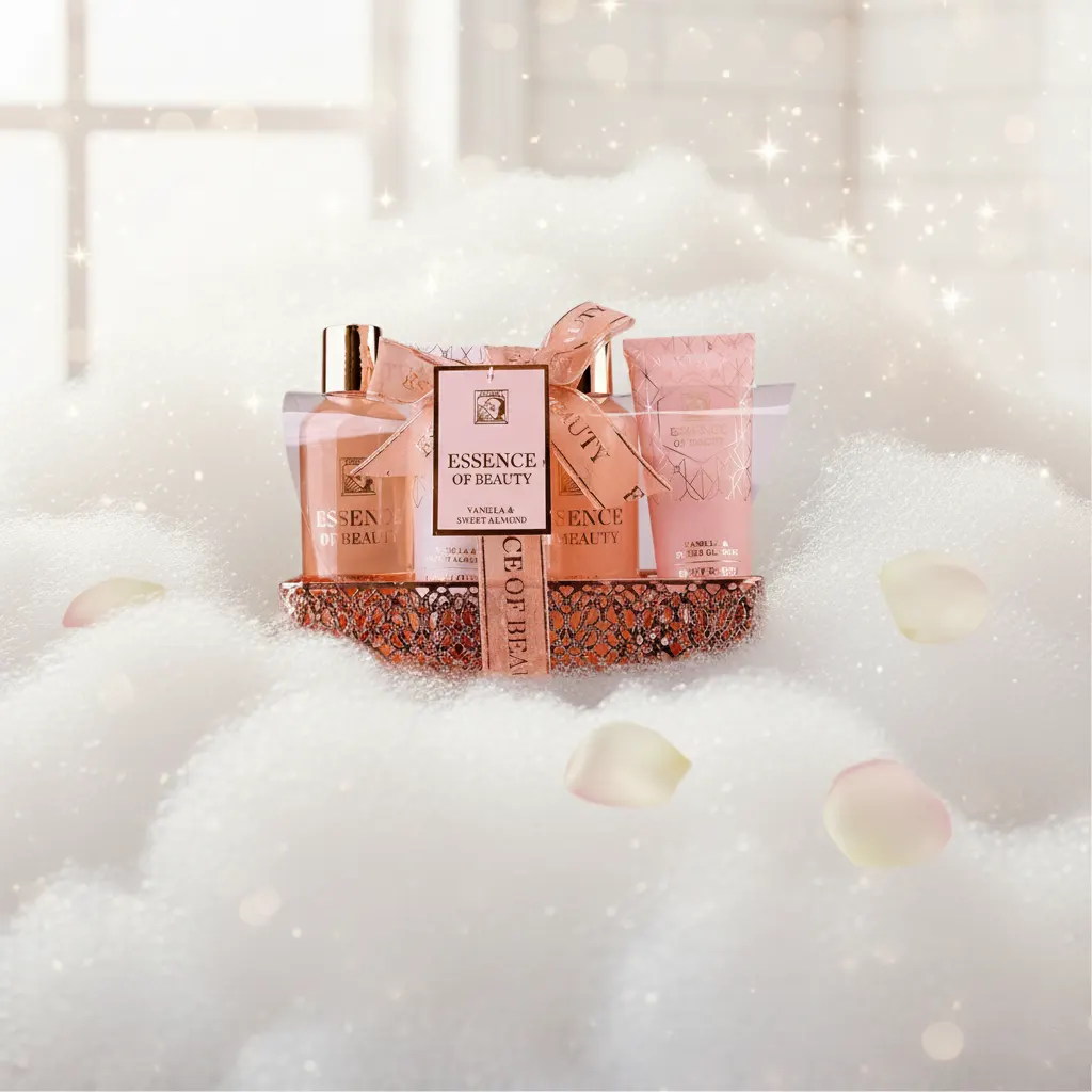 Essence of Beauty Bath Set with Wire Basket for Women - Christmas Gift - Ideal