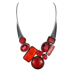 Belle Miss CHLEO necklace with large motif, red enamel, and crystal. Thick chain, jewelry gift Cyprus