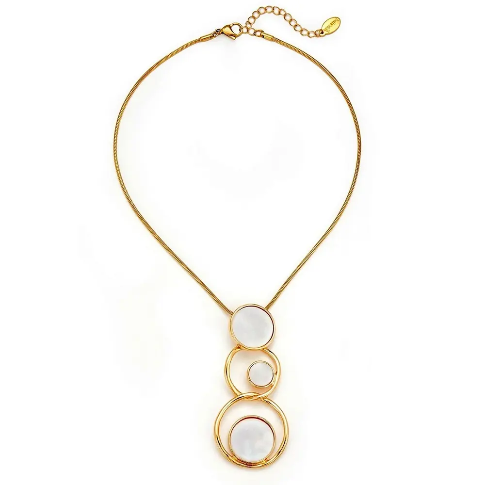 Belle Miss IBRAME golden necklace made of colored mother-of-pearl. Ideal jewelry gift for women in Cyprus.
