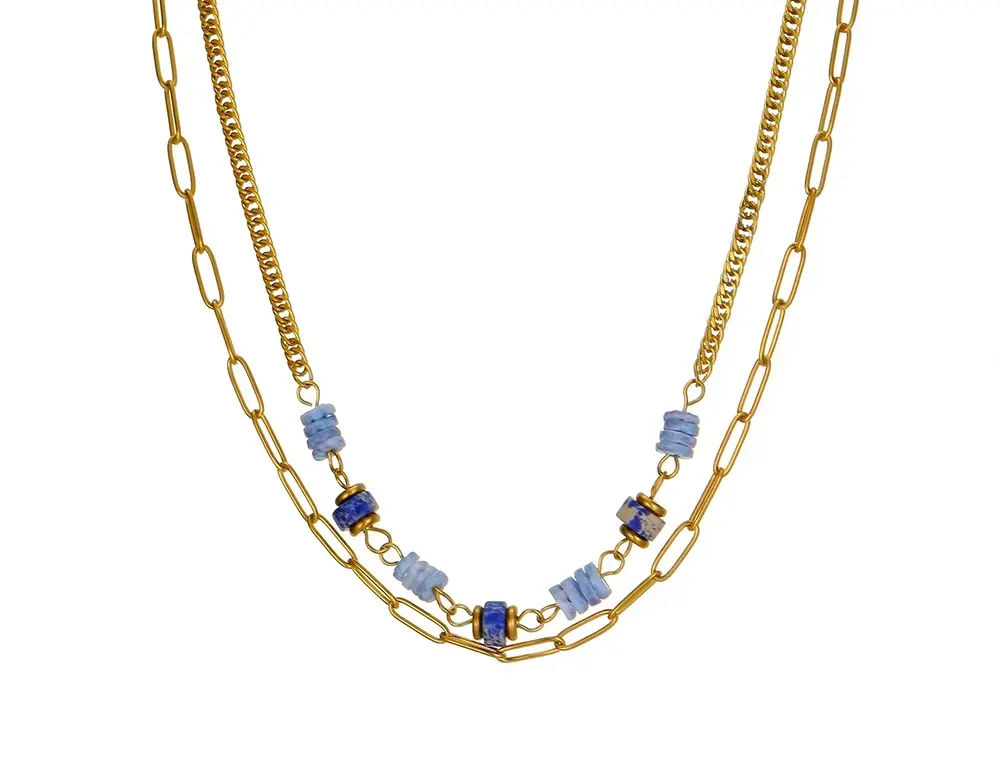 Color Belle Miss Vana double-row necklace with mother-of-pearl. Jewelry gift Cyprus.