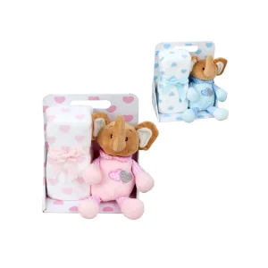 Elephant Plush Toy & Blanket Set for Newborn Baby Girl - Ideal Gift box For Baby Boy