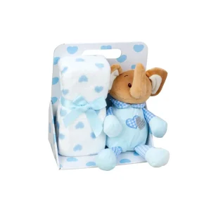 Elephant Plush Toy & Blanket Set for Newborn Baby boy- Ideal Gift Box