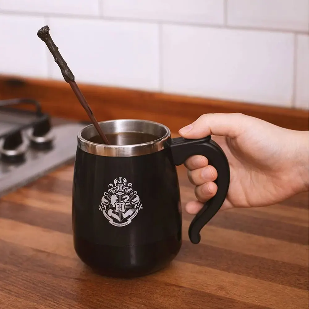 Harry Potter Self Stir Mug Cyprus with Wand side hand