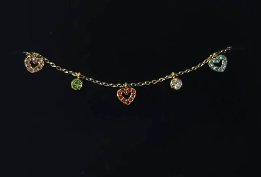 Women bracelet, Multicolor Zircon Hearts, Gold Tone chain, Rhinestone, Stainless Steel. Ideal gift in Cyprus black