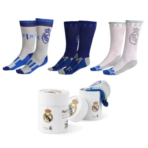 Official Licensed Real Madrid set of 3 pairs of socks in white, blue, and grey with box