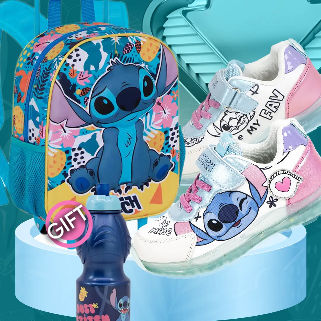 Stitch 3D Backpack With Wheels Trolley School Bag Cyprus Toys & Gifts Bundle With Shoes