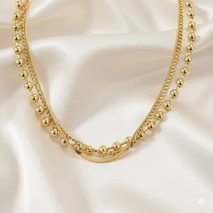 necklace, three-strand design, made from Stainless Steel, featuring rhodium plating. Ideal gift in Cyprus.