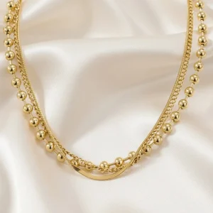 necklace, three-strand design, made from Stainless Steel, featuring rhodium plating. Ideal gift in Cyprus.