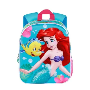 Ariel The Little Mermaid 3D backpack for preschool with embossed mermaid design, 30x25x10 cm dimensions, Disney Princess