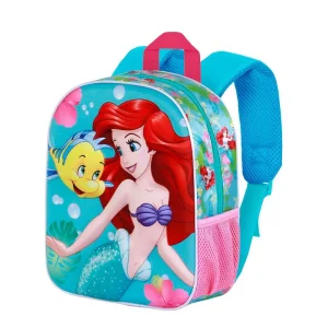 Ariel The Little Mermaid 3D backpack for preschool with embossed mermaid design, 30x25x10 cm dimensions, Disney Princess school bag