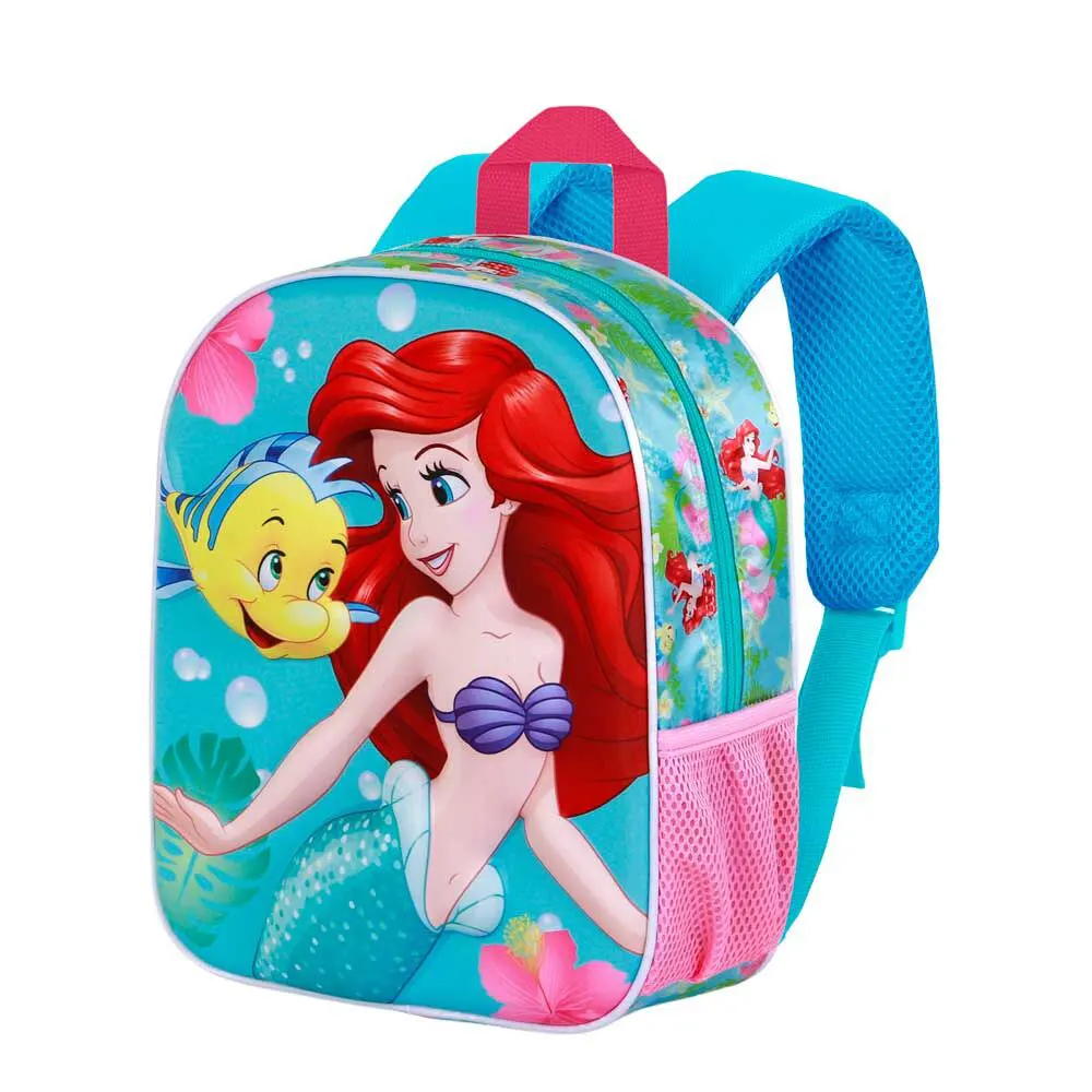 Ariel The Little Mermaid 3D backpack for preschool with embossed mermaid design, 30x25x10 cm dimensions, Disney Princess school bag