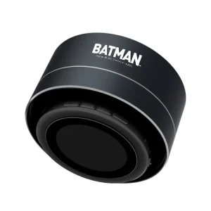 DC Comics Batman officially licensed 3W portable wireless speaker with premium aluminum housing and built-in FM radio, Buttons View