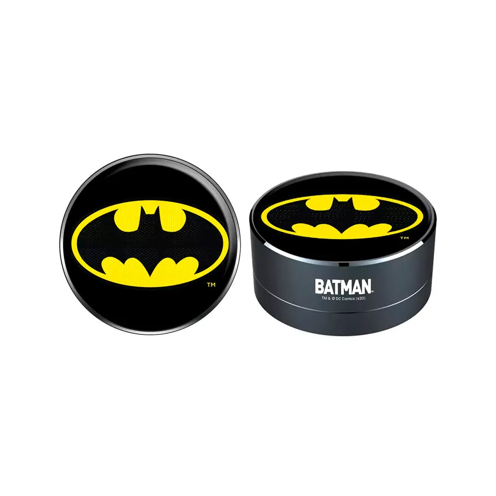DC Comics Batman officially licensed 3W portable wireless speaker with premium aluminum housing and built-in FM radio