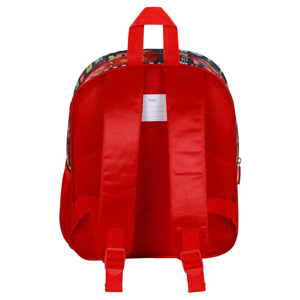 Disney Cars Cups 3D backpack for preschool with Lightning McQueen embossed design, 30x25x10 cm dimensions, name tag