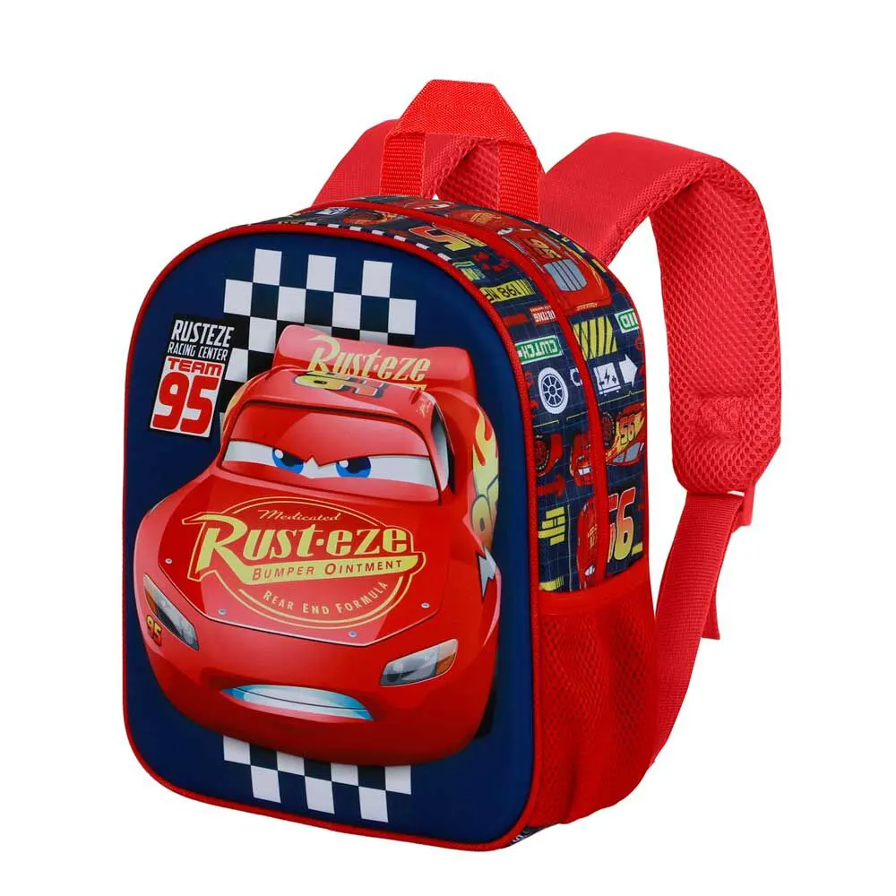 Disney Cars Cups 3D backpack for preschool with Lightning McQueen embossed design, 30x25x10 cm dimensions, Side View