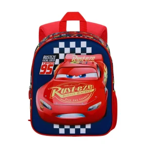 Disney Cars Cups 3D backpack for preschool with Lightning McQueen embossed design, 30x25x10 cm dimensions, front view