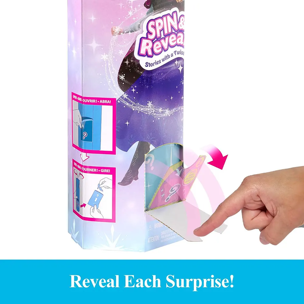 Disney Frozen Spin & Reveal toys, Anna Doll with 10 gifts official merchandise cyprus reveal suprises
