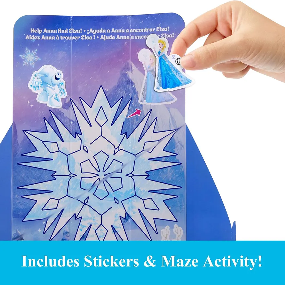 Disney Frozen Spin & Reveal toys, Anna Doll with 10 gifts official merchandise cyprus stickers