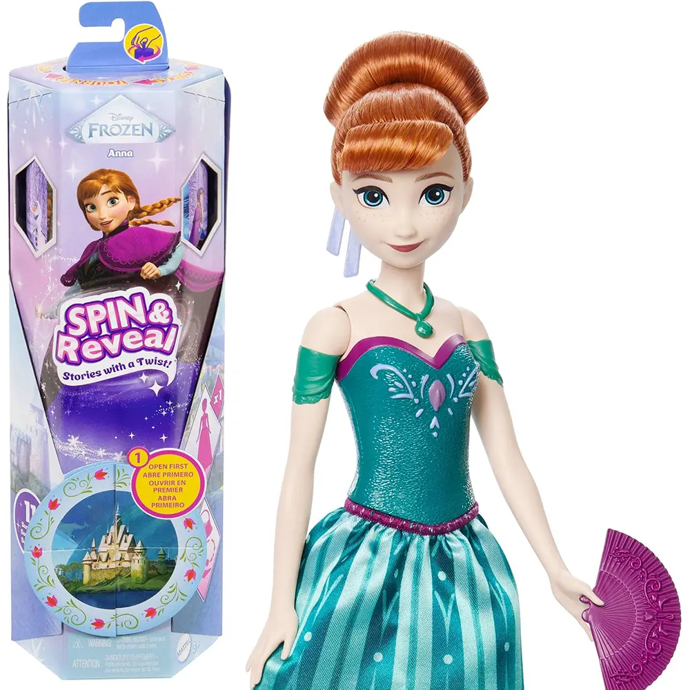 Disney Frozen Spin & Reveal toys, Anna Doll with 10 gifts official merchandise cyprus Box