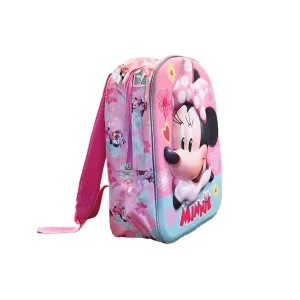 Disney Minnie Charm 3D backpack for preschool with Minnie Mouse embossed design, 30x25x10 cm dimensions, Zipper View