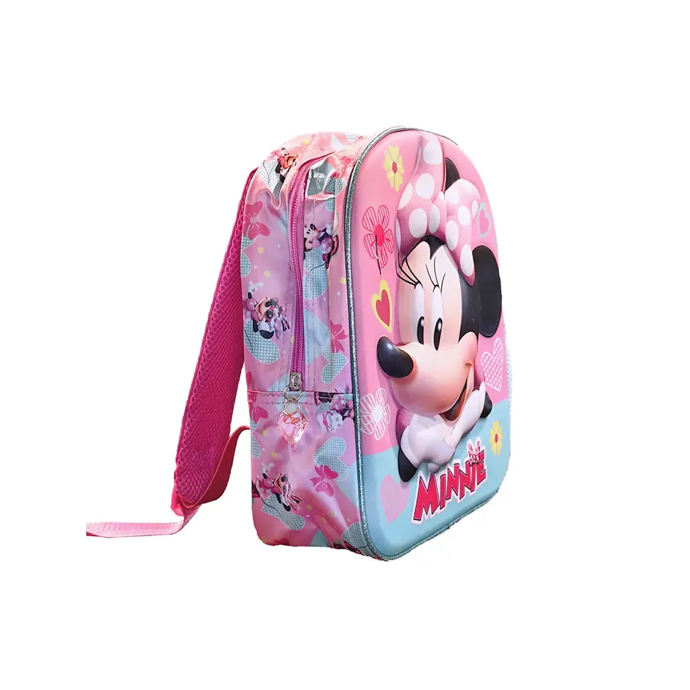 Disney Minnie Charm 3D backpack for preschool with Minnie Mouse embossed design, 30x25x10 cm dimensions, Zipper View