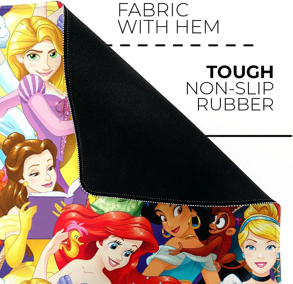Disney Princesses officially licensed premium desk mat 50x45 cm with protective non-slip rubber base, Fabric & Rubber