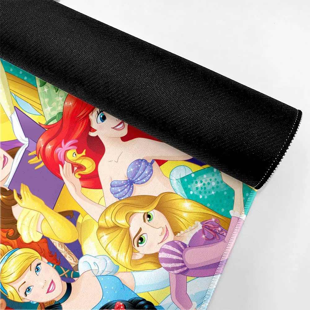 Disney Princesses officially licensed premium desk mat 50x45 cm with protective non-slip rubber base, roll out picture