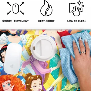 Disney Princesses officially licensed premium desk mat 50x45 cm with protective non-slip rubber base, how to clean the mat