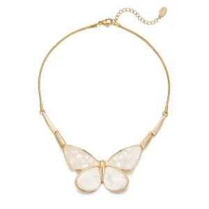 Belle Miss ALBINENN gold necklace with large white resin butterfly. Jewelry gift Cyprus.