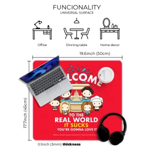 Friends TV Show officially licensed premium desk mat 50x45 cm with durable smooth cloth top, dimentions