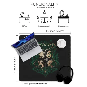 Harry Potter officially licensed premium desk mat 50x45 cm with magical non-slip rubber base, dimentions