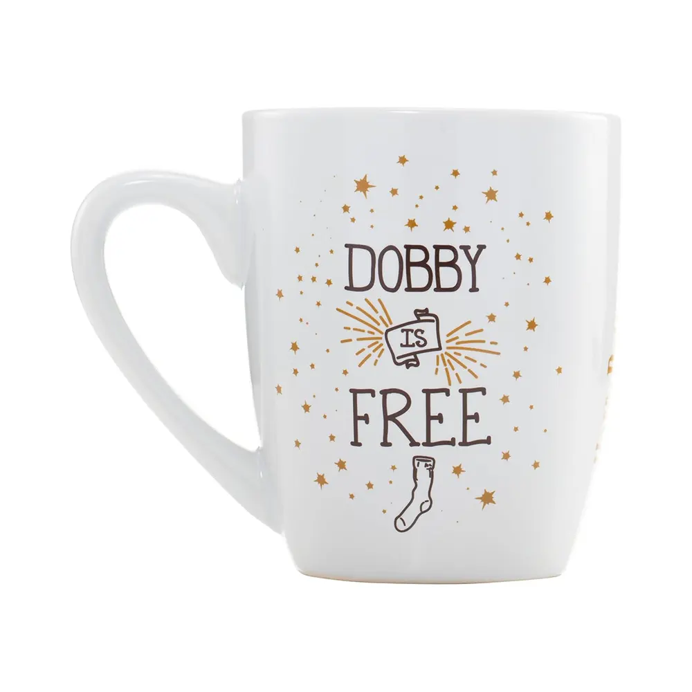 Harry Potter Dobby gift set containing a 315ml ceramic mug with Free Dobby design and socks slogan