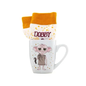 Harry Potter Dobby gift set containing a 315ml ceramic mug with Free Dobby design and socks without pack
