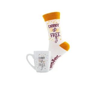 Harry Potter Dobby gift set containing a 315ml ceramic mug with Free Dobby design and socks without Thumb