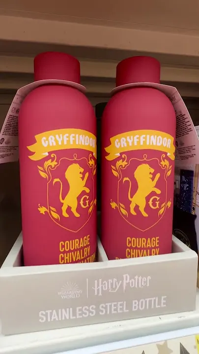 Durable Harry Potter stainless steel bottle used outdoors during a trip.