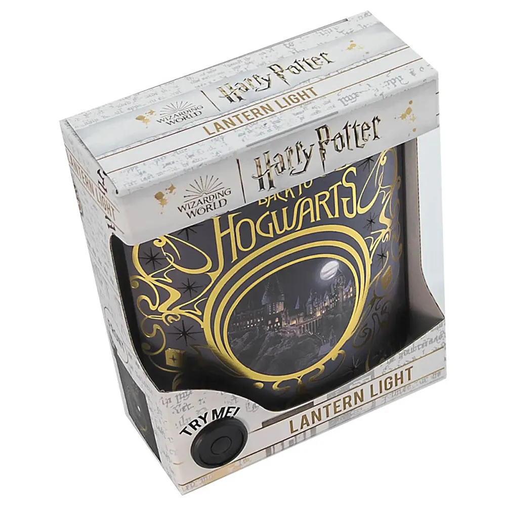 Harry Potter Hogwarts Lantern Light with Gold Accents and Lumos Charm Box