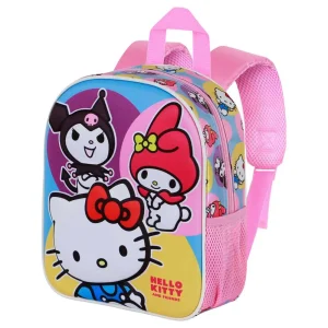 Hello Kitty and Friends Happy 3D backpack for preschool with thermoformed design, top hand handle, 30x25x10 cm dimensions, and free coloring gift,Side View