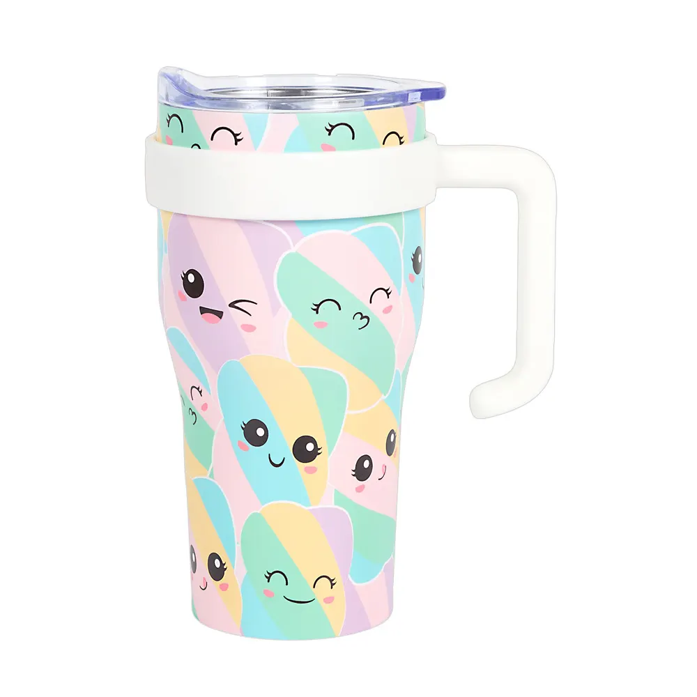 The Miami Kawaii tumbler perfectly fitted into a standard vehicle cup holder.