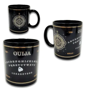 Magic Ouija Heat Change Ceramic Mug revealing a spirit board when hot