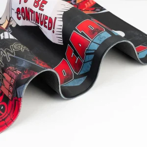 Marvel Deadpool gaming desk mat with 80x35cm dimensions, waterproof high-density textile, and anti-slip rubber base, water resistance XLL Mouse Pad