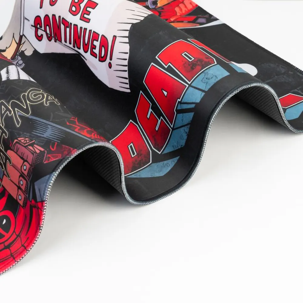 Marvel Deadpool gaming desk mat with 80x35cm dimensions, waterproof high-density textile, and anti-slip rubber base, water resistance XLL Mouse Pad