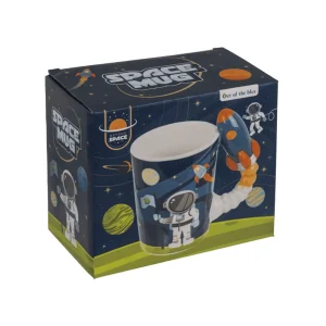 Mug with Rocket unique ceramic coffee cup 375ml with rocket-shaped handle for space fans, box