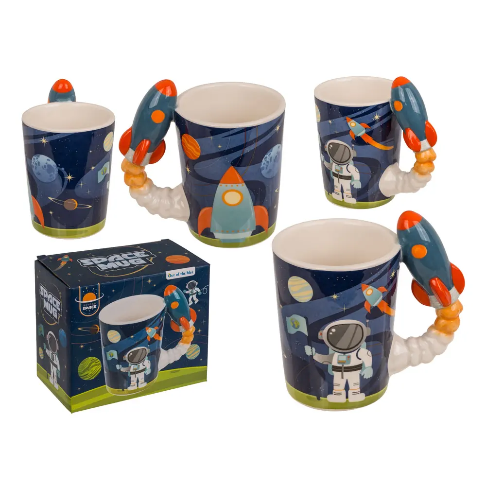 mug-with-rocket-cosmic-day-coffee-cup Mug with Rocket unique ceramic coffee cup 375ml with rocket-shaped handle for space fans