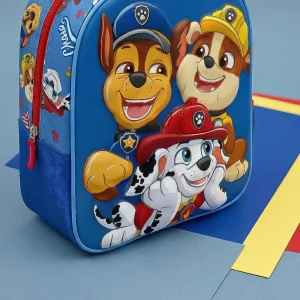 Paw Patrol 3D backpack for preschool with embossed pup design, 30x25x10 cm dimensions, with theme background