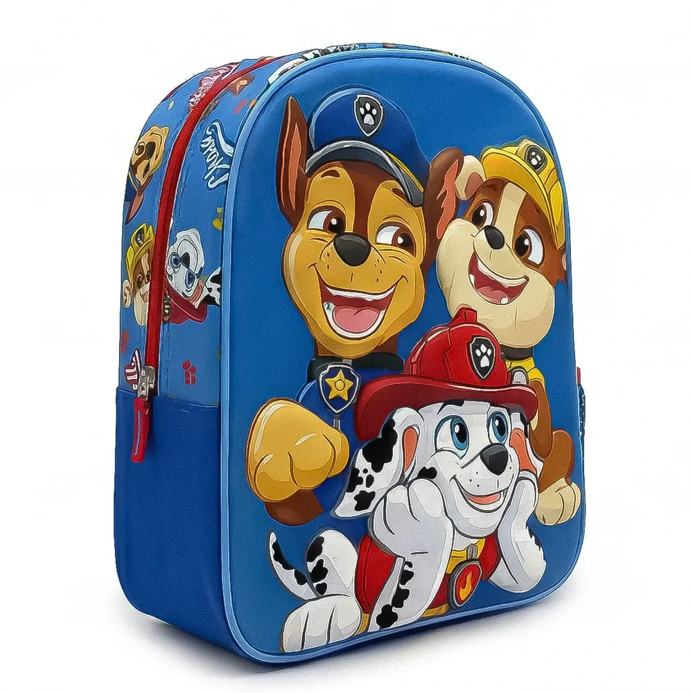 Paw Patrol 3D backpack for preschool with embossed pup design, 30x25x10 cm dimensions, Front Side