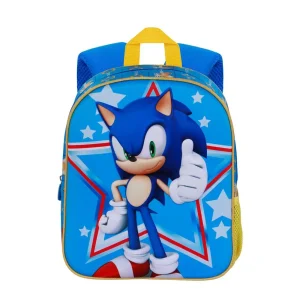 Sonic the Hedgehog Star 3D backpack for preschool with embossed Sonic graphic, 30x25x10 cm dimensions, front view