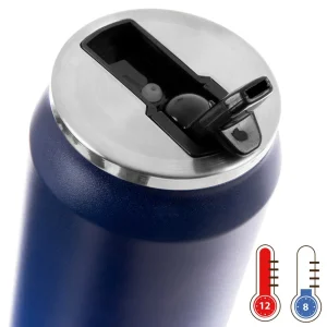 Demonstration of the double-wall insulation for cold drinks in the portable can mug.