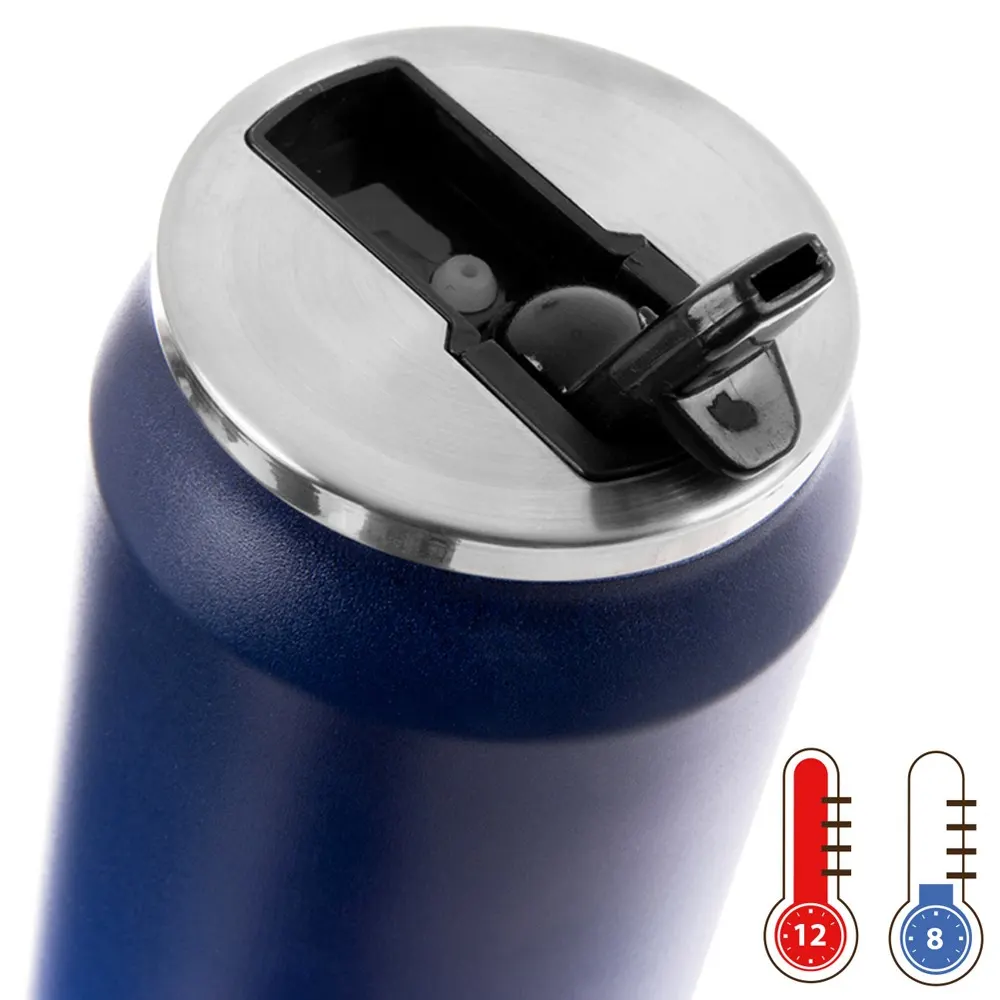 Demonstration of the double-wall insulation for cold drinks in the portable can mug.